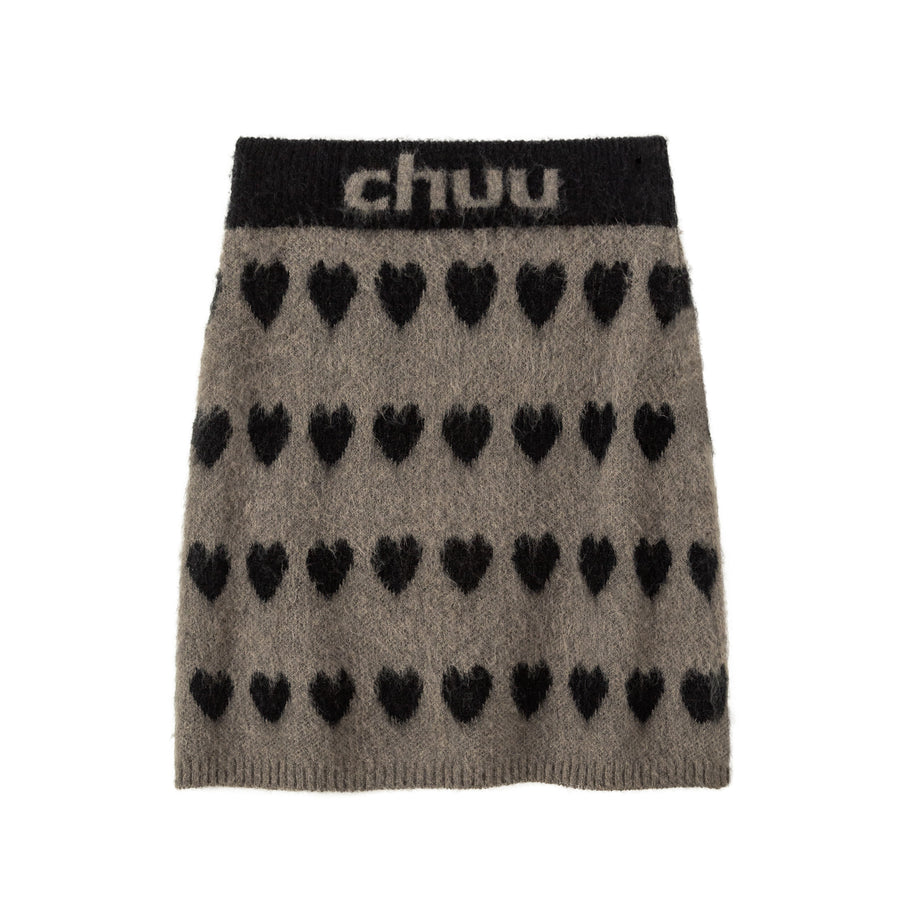 CHUU Wall Of Hearts Jacquard Knit Skirt