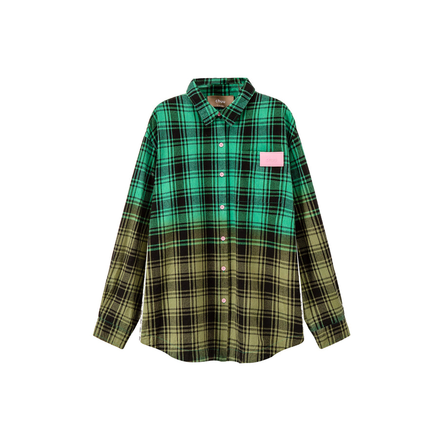 CHUU Gradient Color Check Shirt