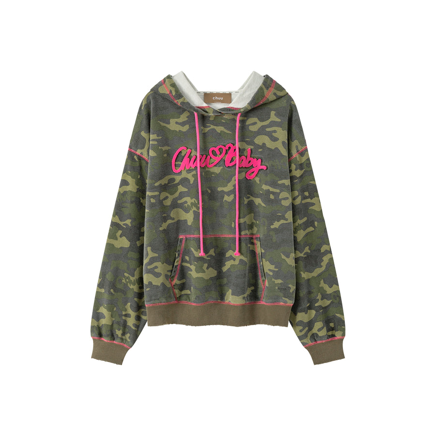 CHUU Moving On Hot Girl Camouflage Loose-Fit Hoodie