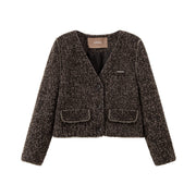 On The Moon Collarless Tweed Jacket