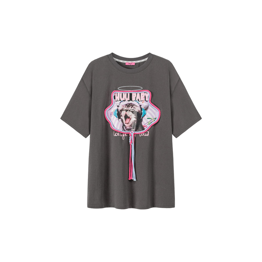 CHUU Music Cat Loose Fit T-Shirt