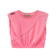 Shoulder Pad Zipper Detail Sleeveless Top