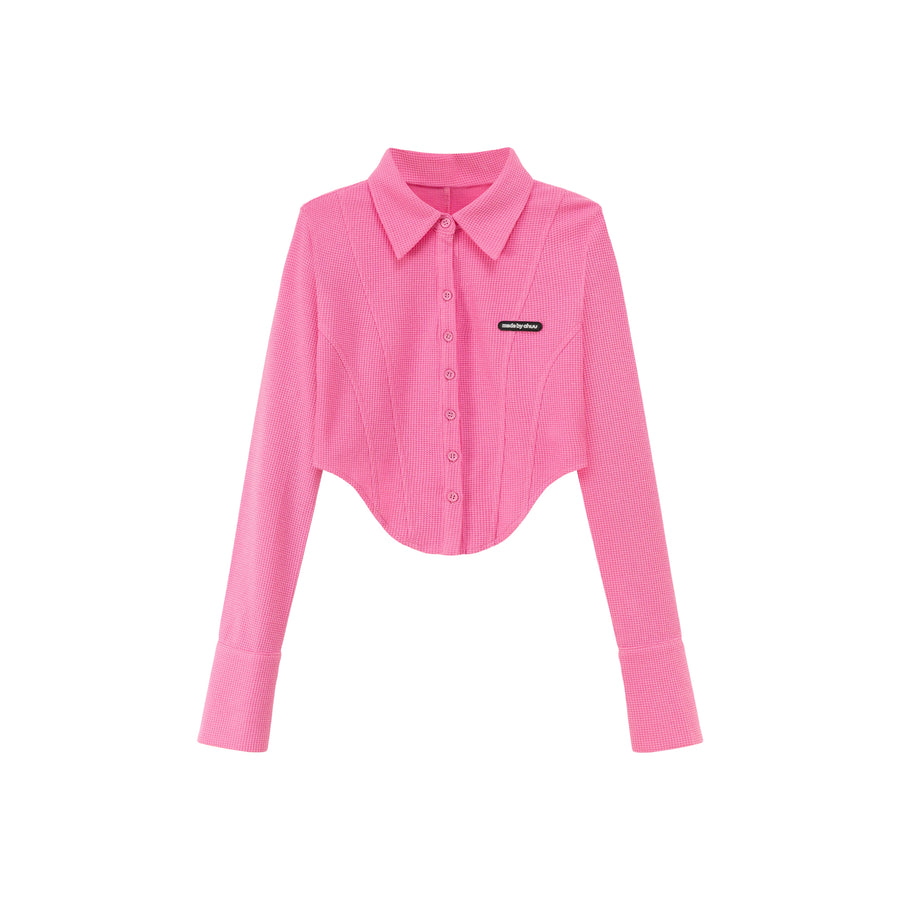 CHUU Logo Embroidered Cropped Shirt