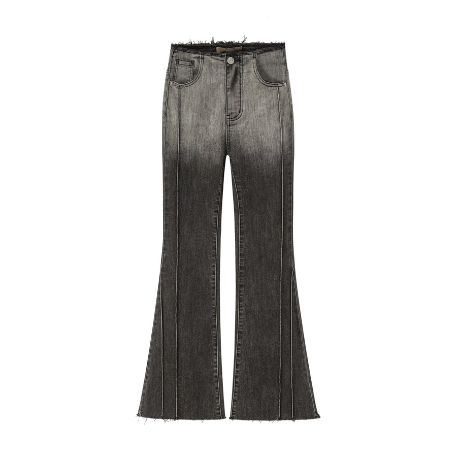 CHUU Black Gradient Slimming Flare Jeans