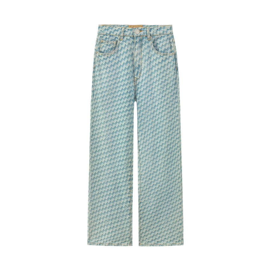 CHUU Checkerboard Wide Jeans