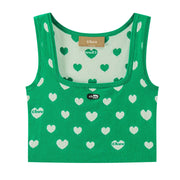 Heart Print Knit Sleeveless Top