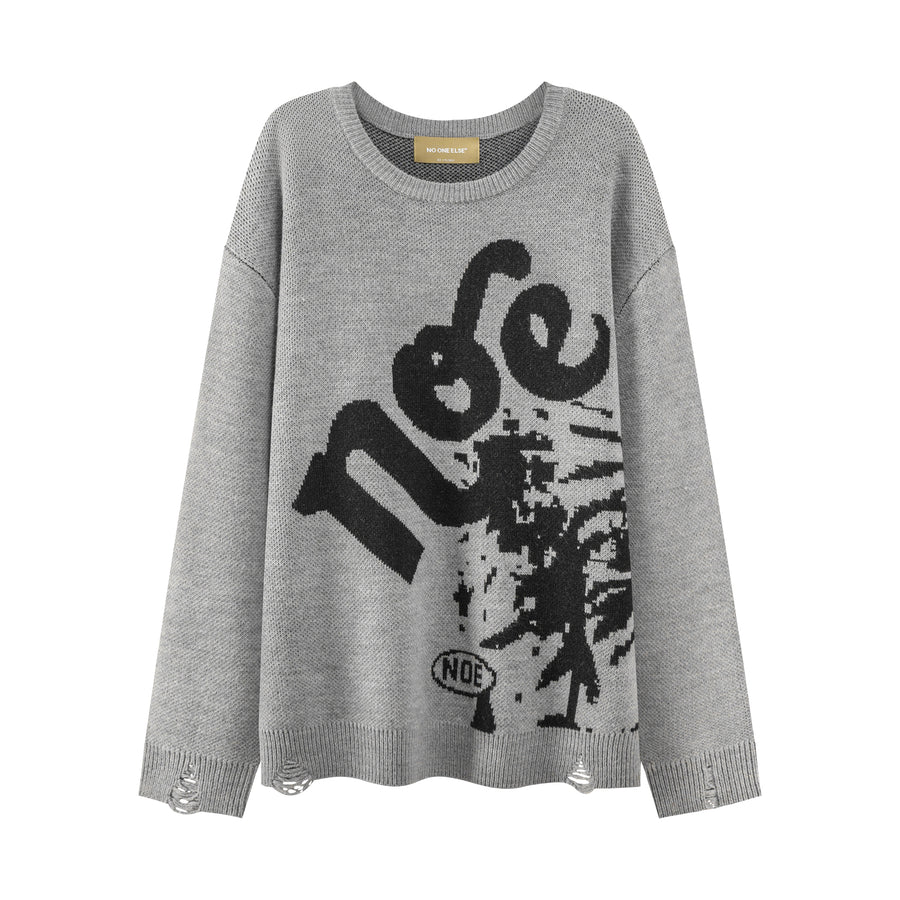 CHUU Noe Print Loose Fit Knit Top