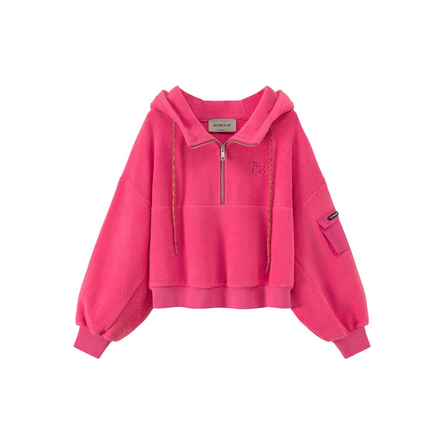 CHUU Half Zip-Up Crop Hoodie