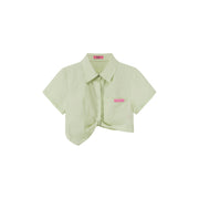 Unbalanced Chuu Baby Cropped Shirt