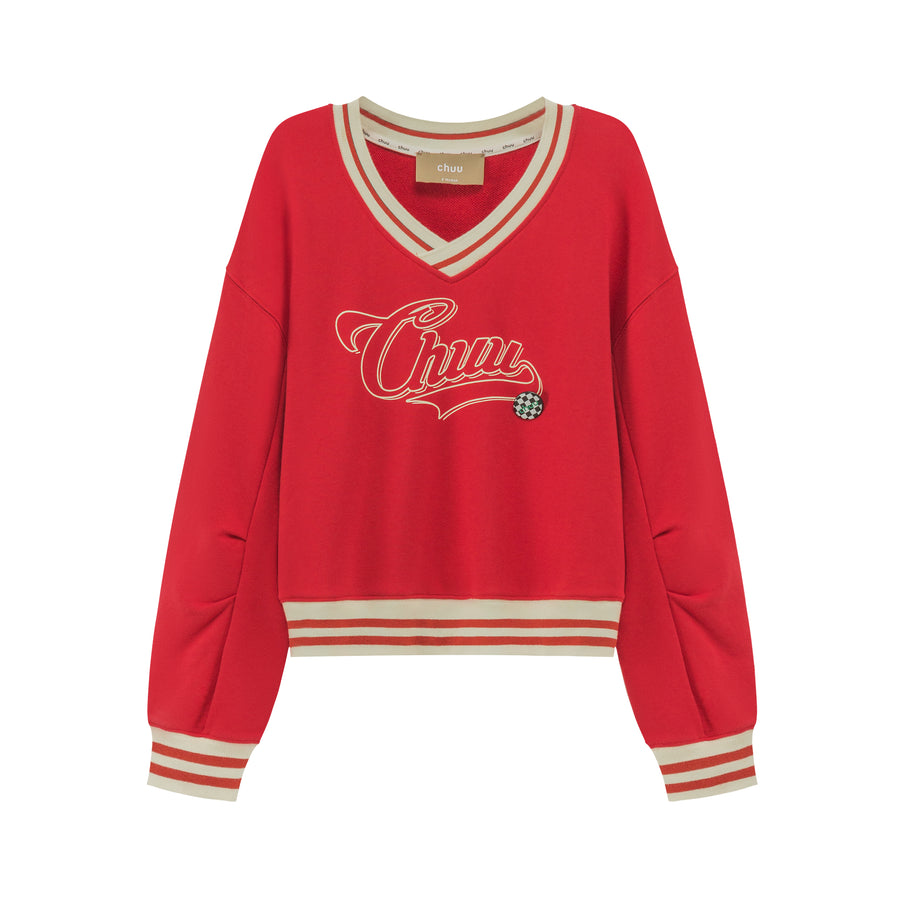 CHUU Vintage Logo V-Neck Sweatshirt