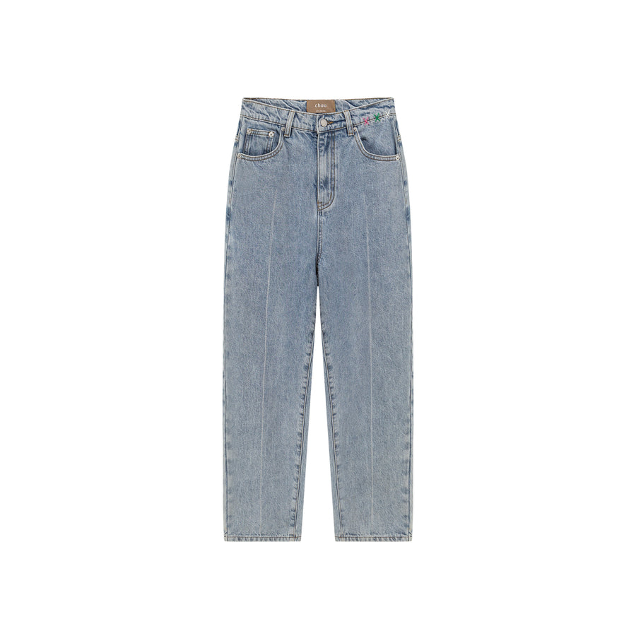 CHUU Fortune And Fame Straight Brushed Denim Pants