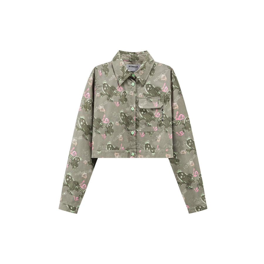 CHUU Running Cactus Vintage Crop Shirt