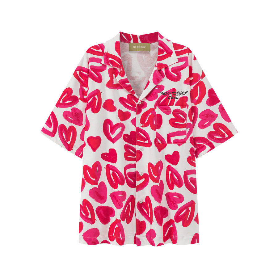 CHUU Painted Hearts Short-Sleeved Shirt