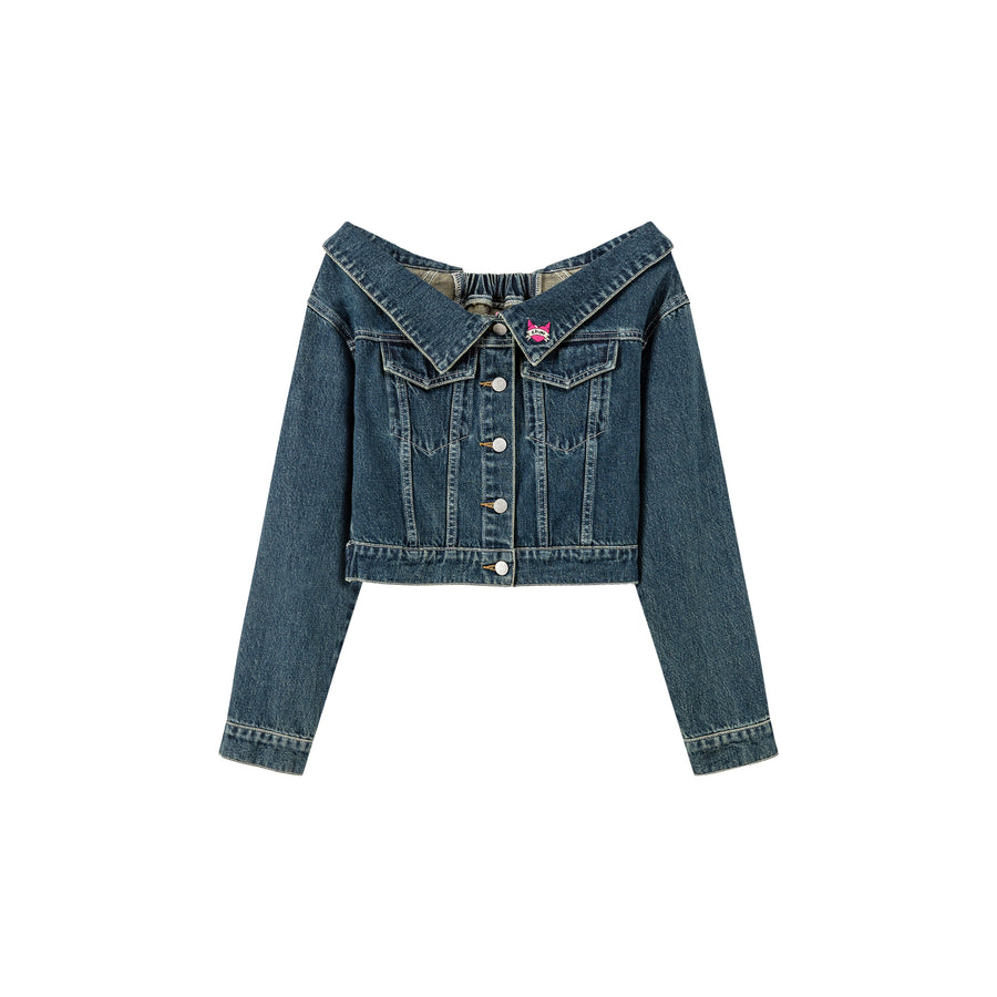 CHUU Off Shoulder Denim Jacket