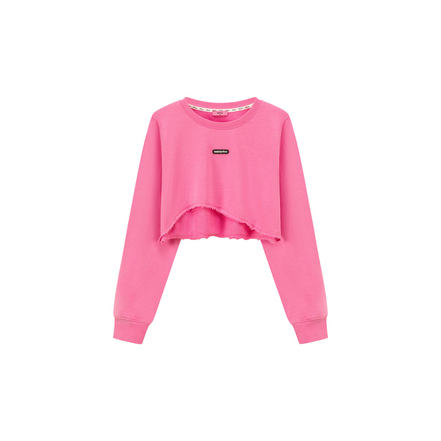 CHUU Unbalanced Loose Fit Crop Sweatshirt