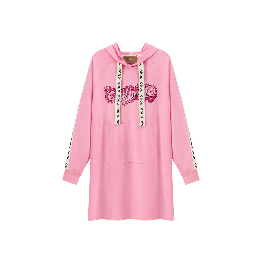 CHUU Front Pocket Hood Sweatshirt Mini Dress