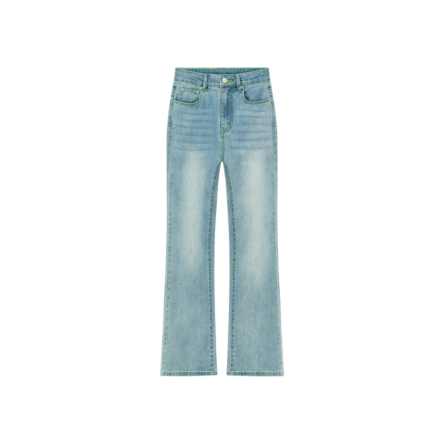 CHUU Chuu Pocket Design Semi Bootcut Denim Jeans