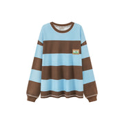 Round Neck Large Stripes Long-Sleeves Top