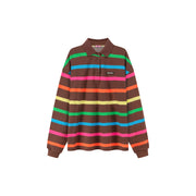 Polo Neck Rainbow Stripes Sweatshirt