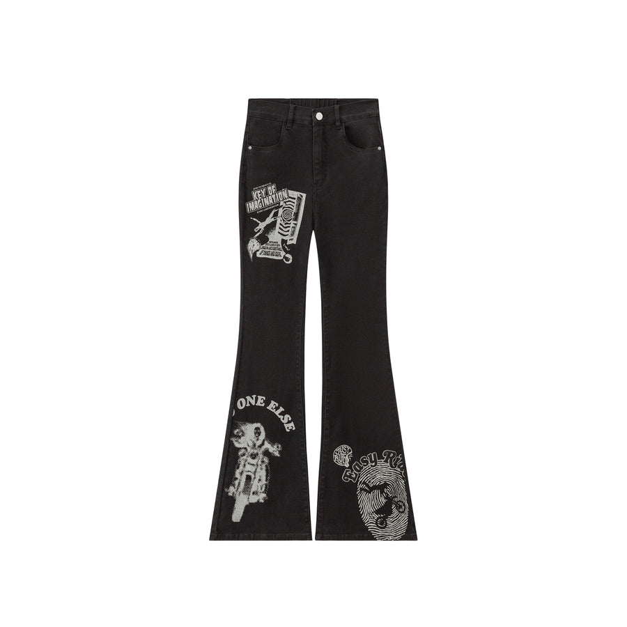 CHUU Easy Ride Printed Bootcut Pants