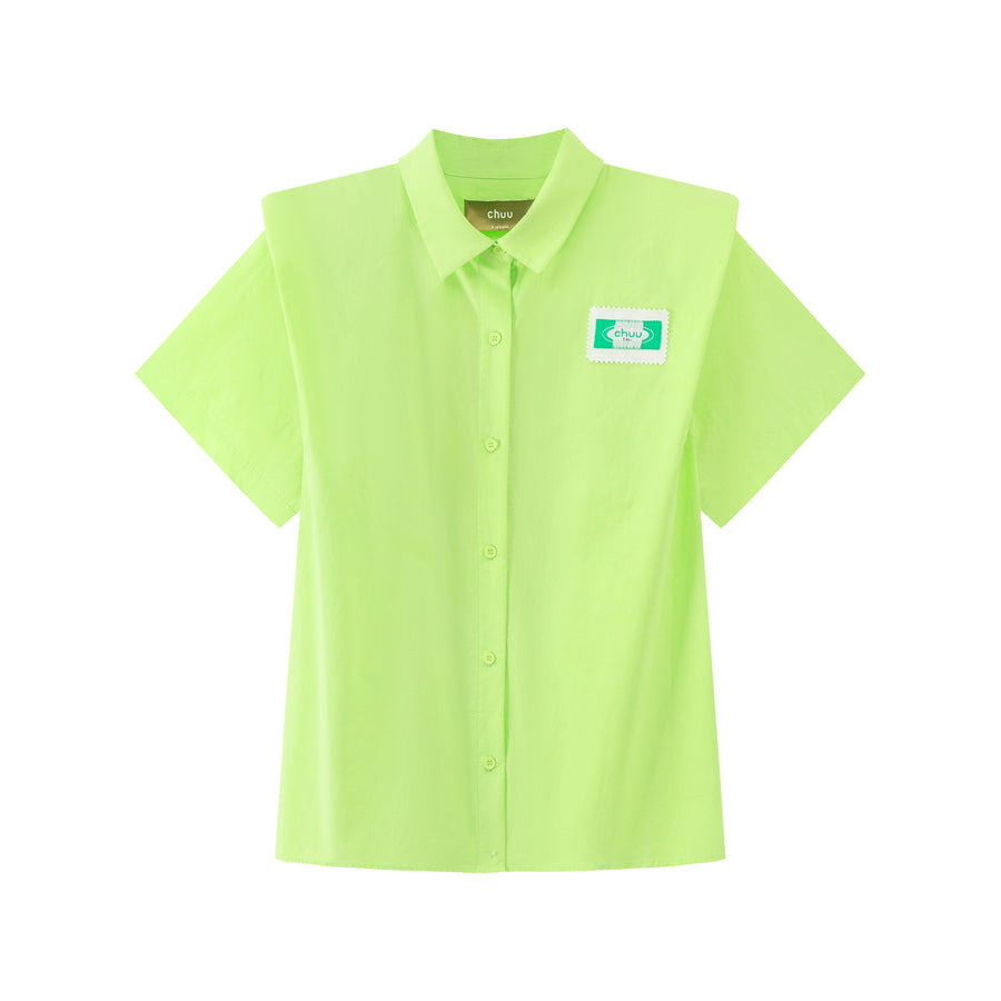 CHUU Shoulder Pad Short Sleeve Shirt