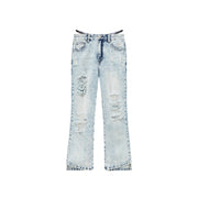 Unbalanced Hem Distressed Denim Jeans