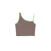 Unbalanced Striped Sleeveless Crop Top