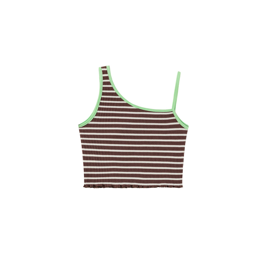 CHUU Unbalanced Striped Sleeveless Crop Top