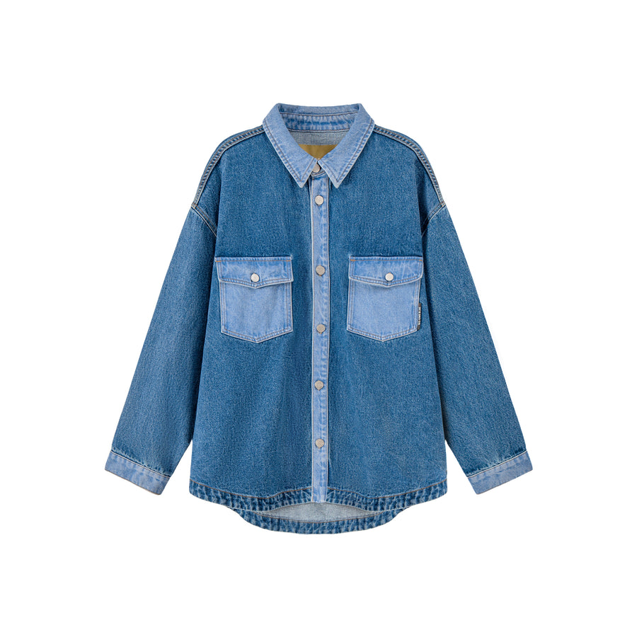 CHUU Pocket Wide Denim Shirt