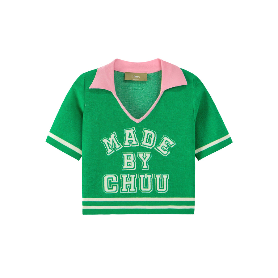 CHUU Chuu Spirit V-Neck Cropped T-shirt