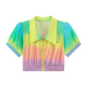 Rainbow Cropped Zip-Up Jacket