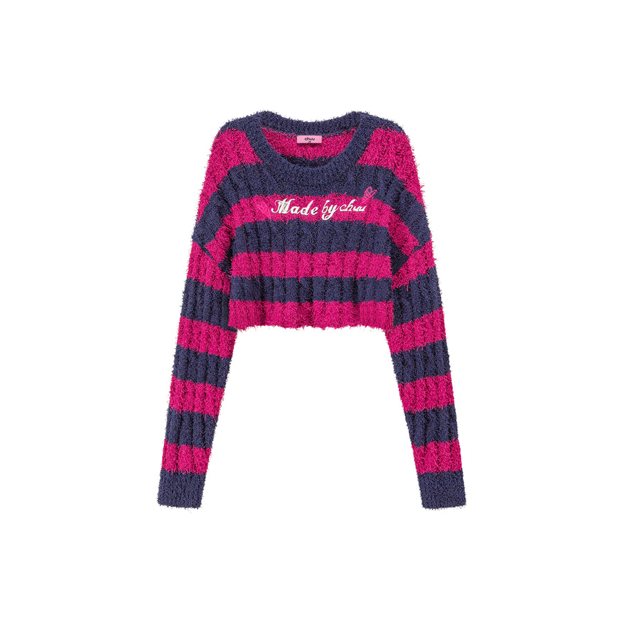 CHUU Pretty Bold Striped Cropped Knit Sweater