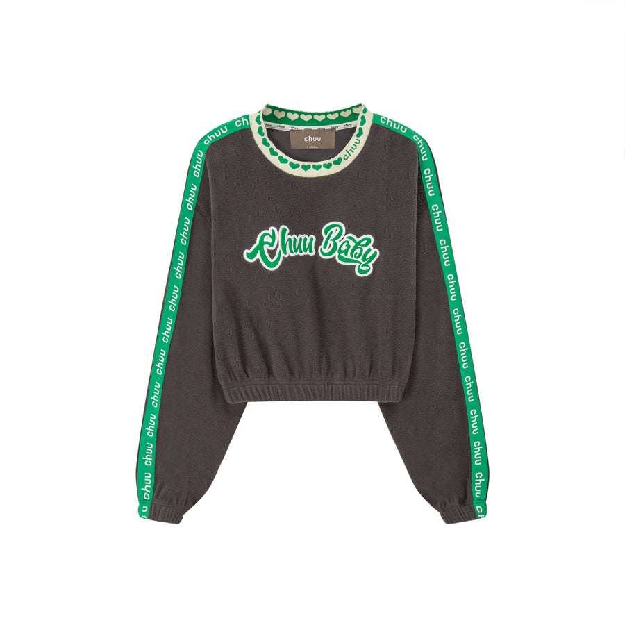 CHUU Harleys In Hawaii Heart Collar Cropped Sweatshirt