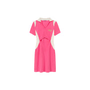 Open Collar Two Toned Cutout Short Sleeve Mini Dress