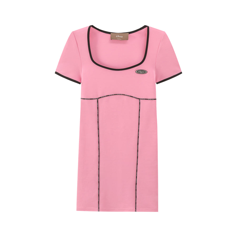 CHUU Square Simple Line Mini Dress