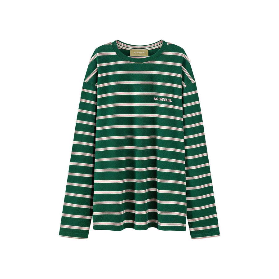 CHUU Round Neck Striped T-Shirt