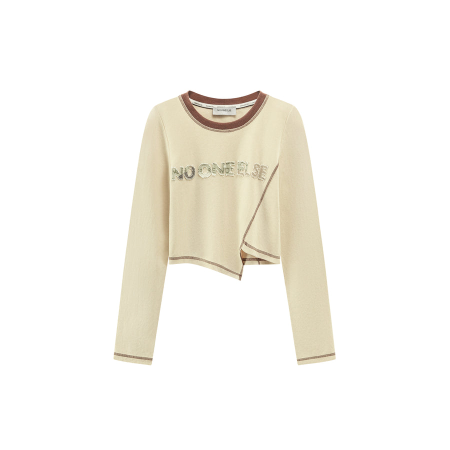 CHUU Unbalanced Stitches Crop Top