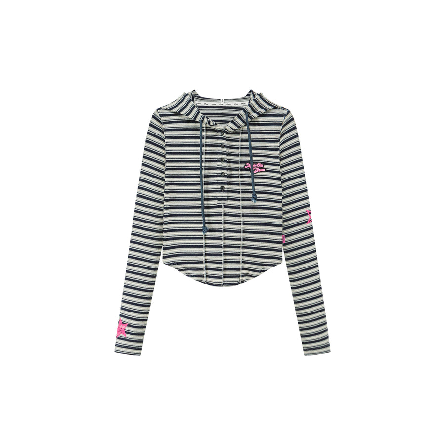 CHUU That Girl Striped Hooded Sweatshirt