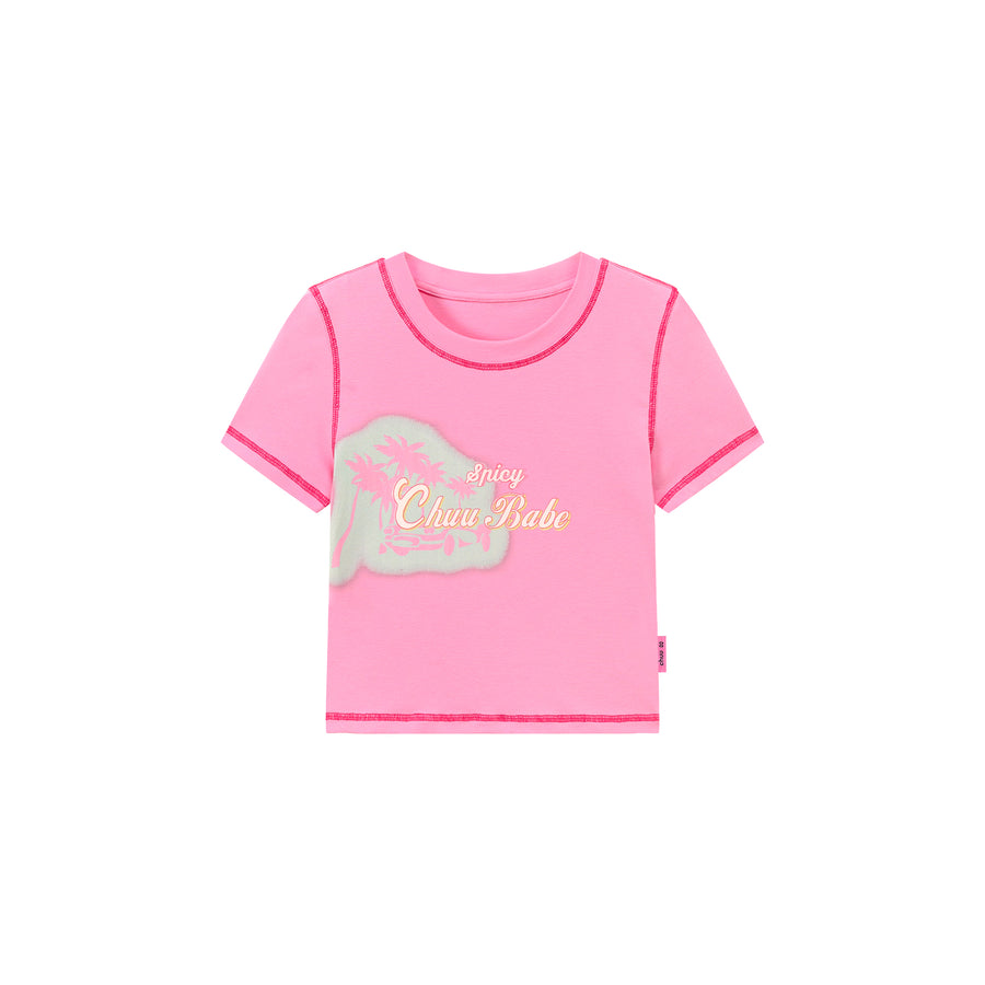 CHUU Chuu Babe Color Line Short Sleeve Crop T-Shirt