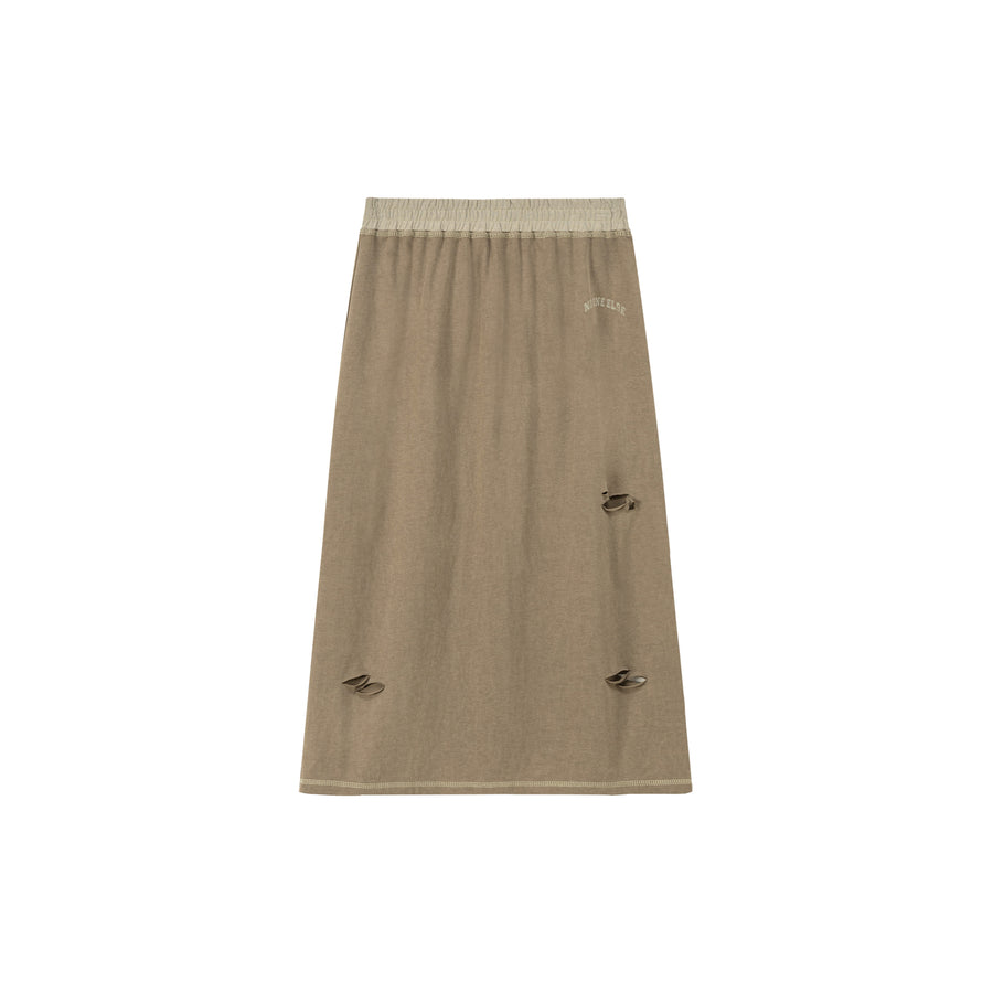 CHUU Banded Vintage Slit Long Skirt