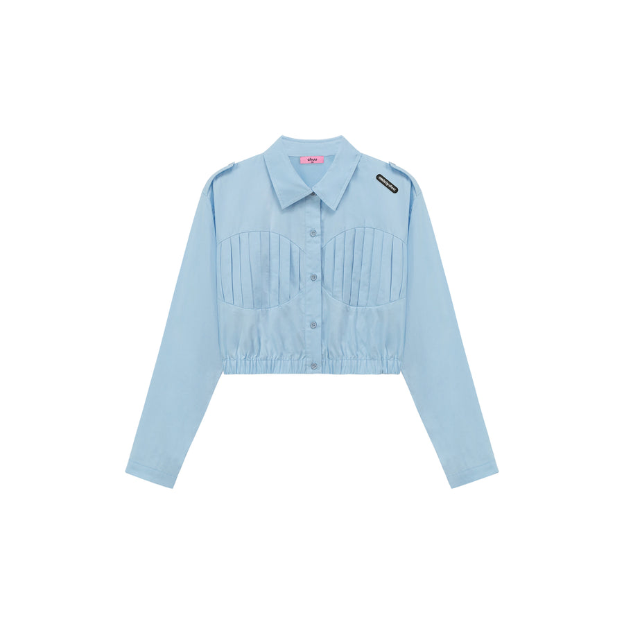 CHUU Shirred Cropped Shirt