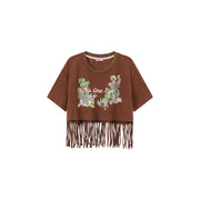 Fringe Butterfly Embroidered T-Shirt