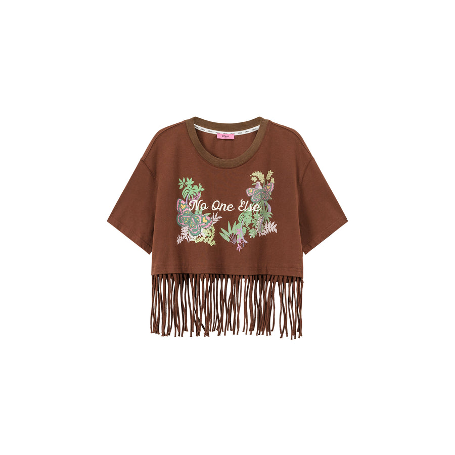 CHUU Fringe Butterfly Embroidered T-Shirt