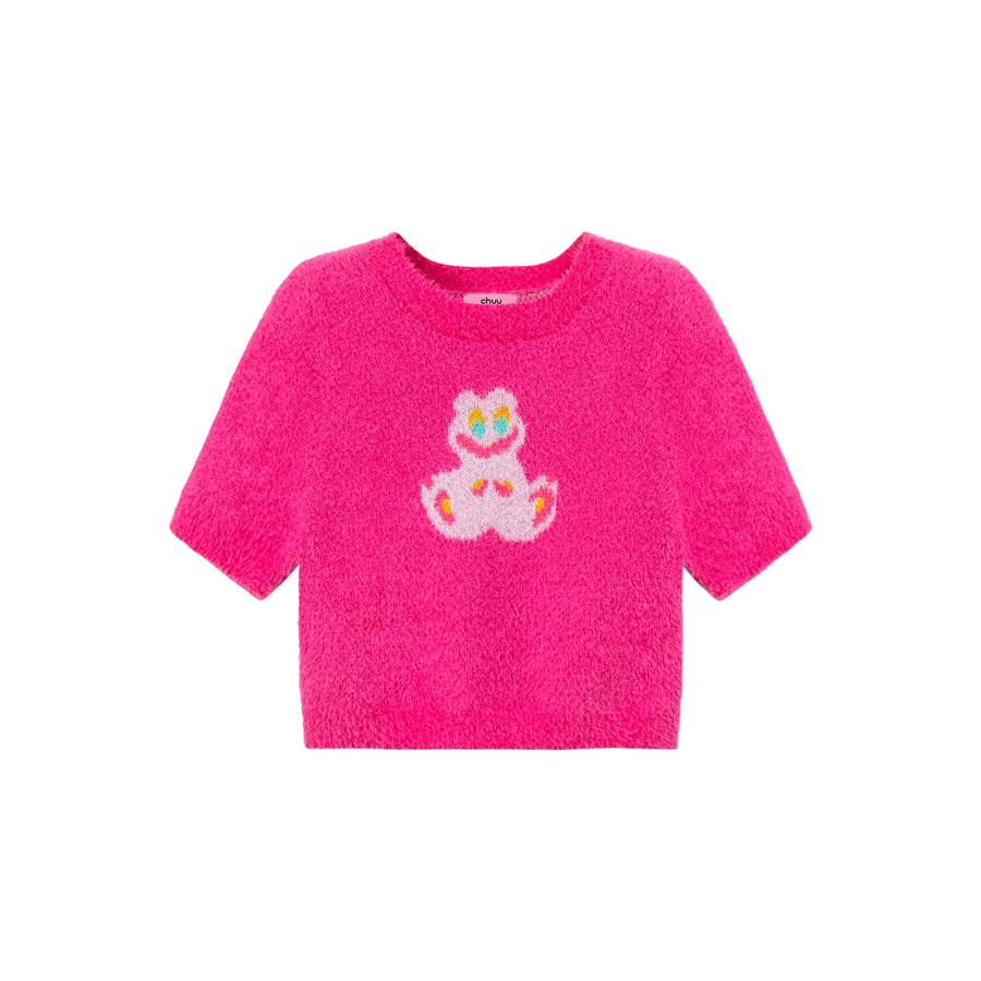 CHUU Funny Rabbit Crop Soft Knit Sweater