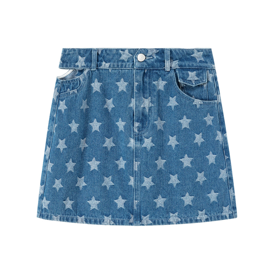 CHUU Star Denim Mini Skirt