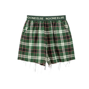 Scottish Check Raw Hem Shorts