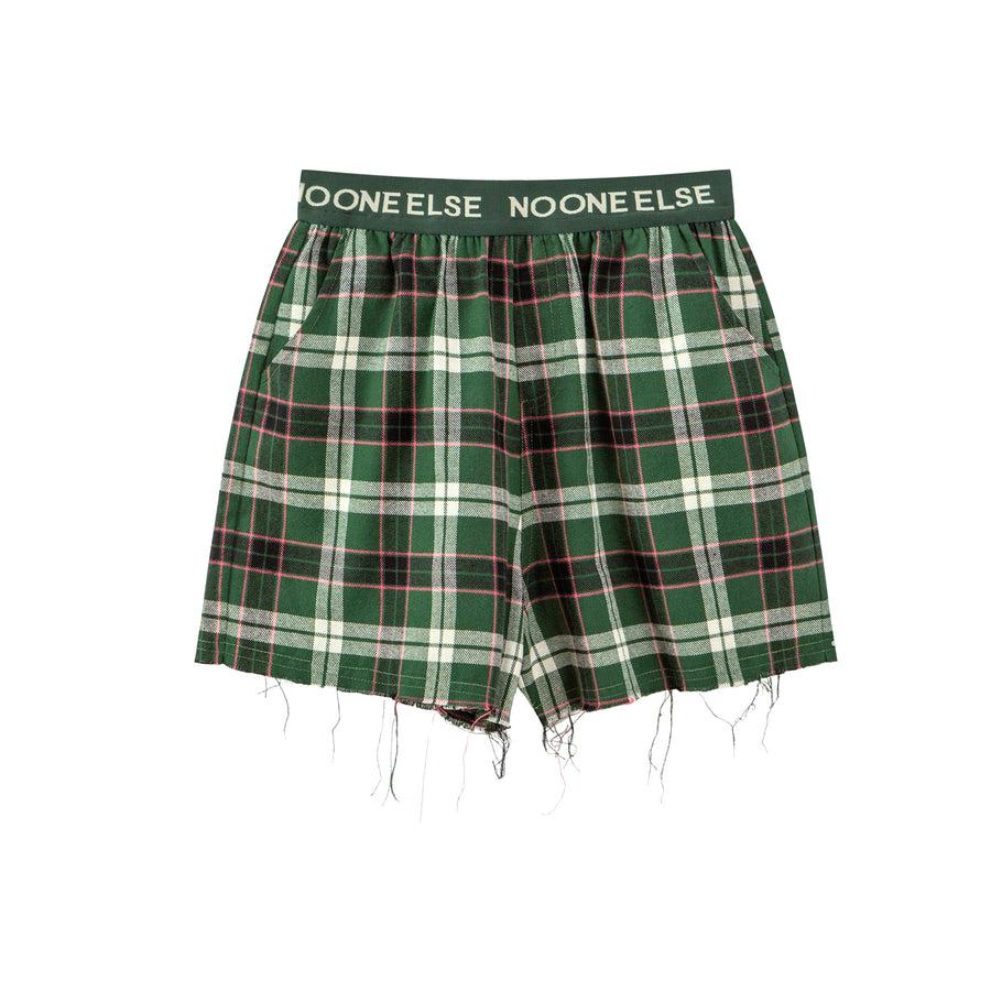 CHUU Scottish Check Raw Hem Shorts