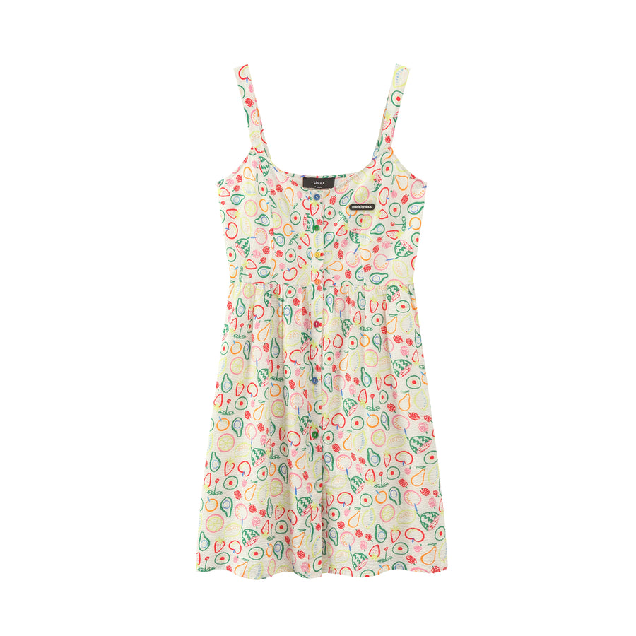 CHUU Fruit Salad Sleeveless Dress