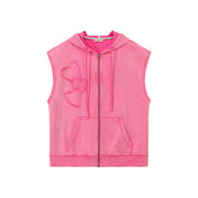 Hooded Sleeveless Zip-Up