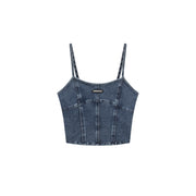 Vintage Denim Sleeveless Bustier Top